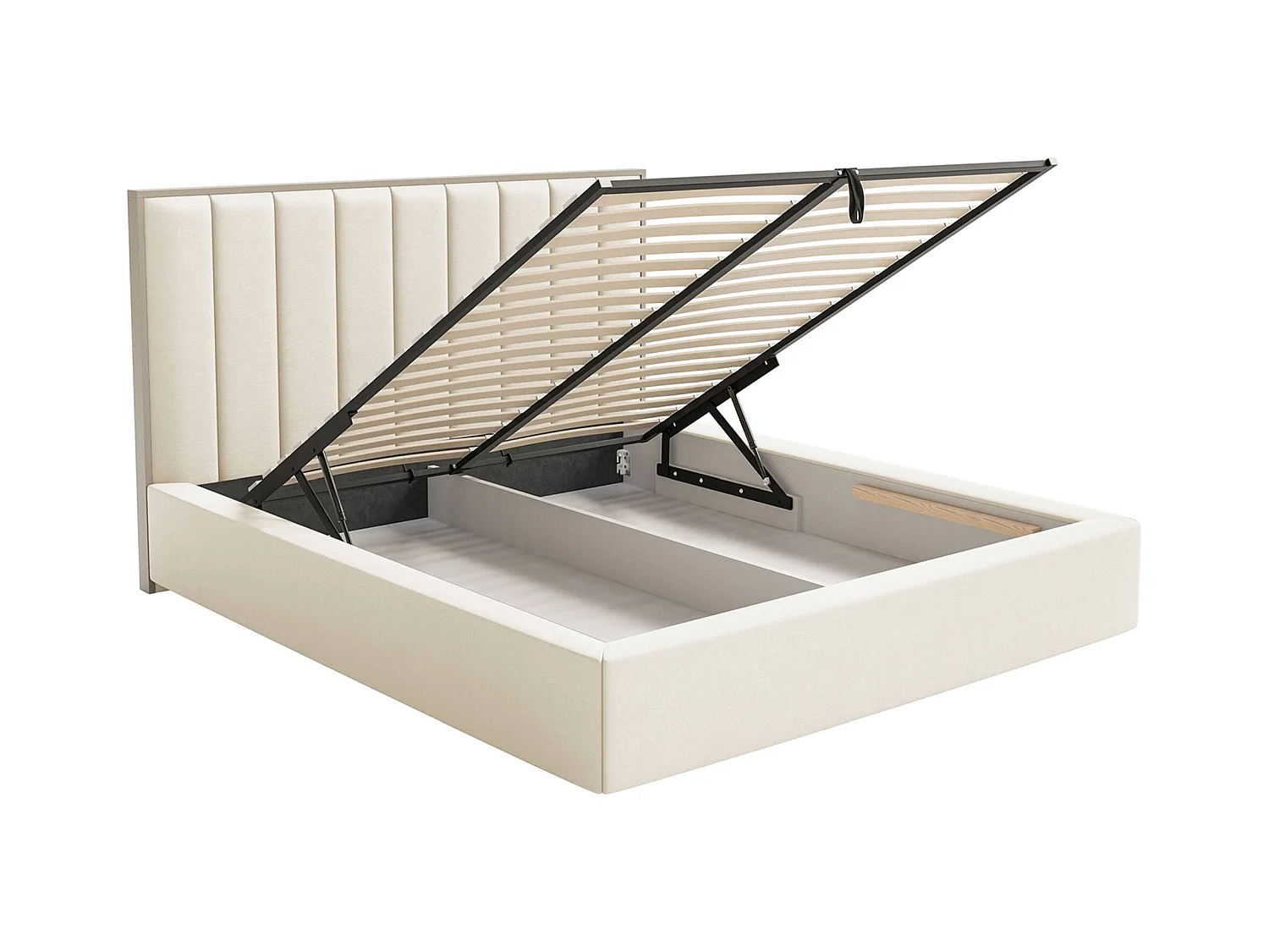 Lit tapissé avec coffre 140×200 - velours - crème - TOGENTS