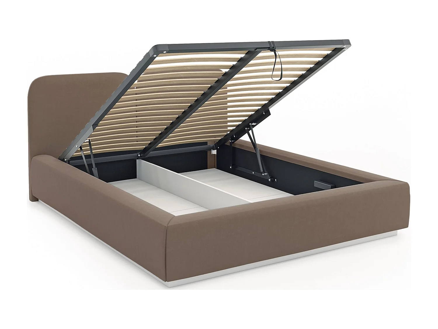 Lit tapissé avec coffre et LED 180×200 - velours - brun - COMOVES