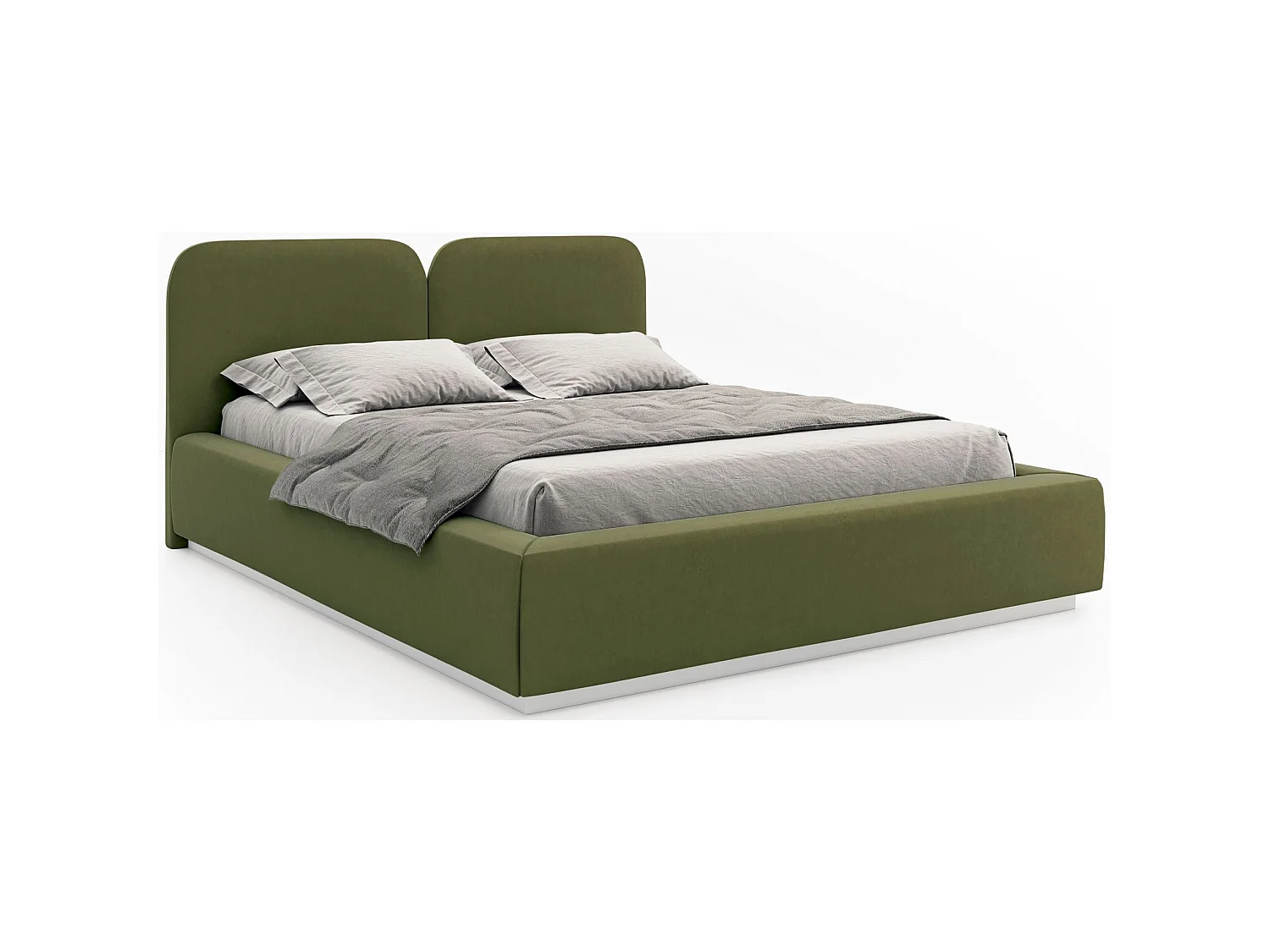Lit tapissé avec coffre et LED 180×200 - velours - vert olive - COMOVES
