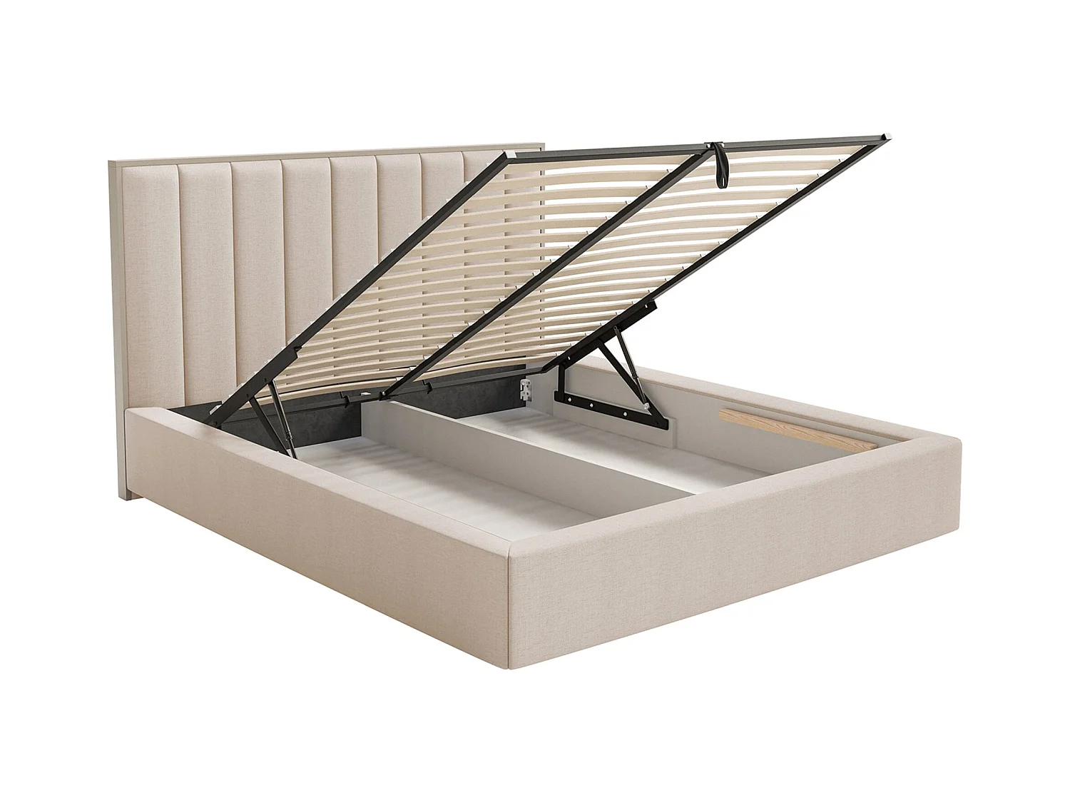 Gestoffeerd bed 160x200 - chenille en bedbox - beige - TOGENTS