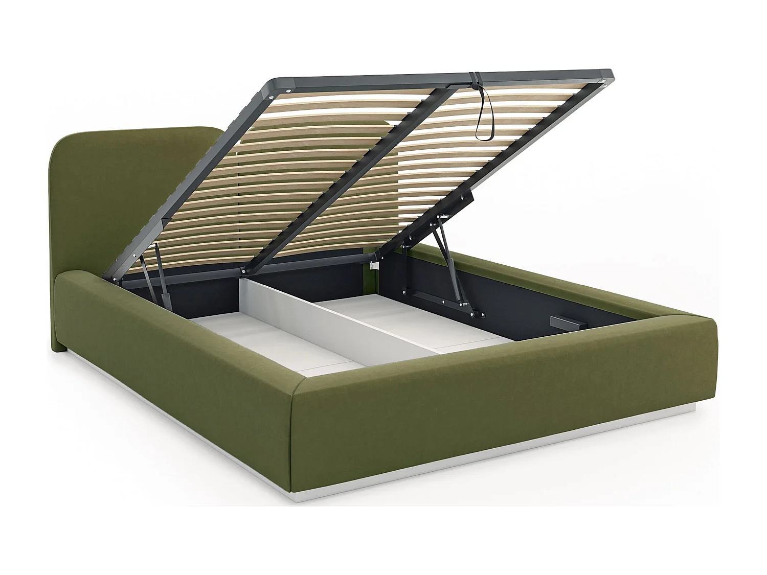 Lit tapissé avec coffre 180×200 - velours - vert olive - COMOVES
