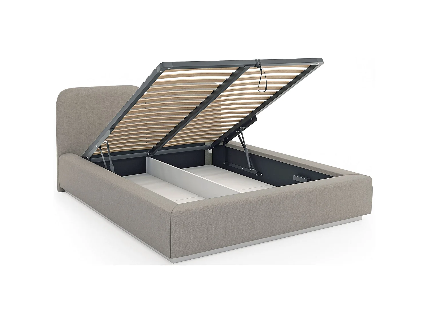Lit tapissé avec coffre et LED 160×200 - chenille - beige foncé - COMOVES