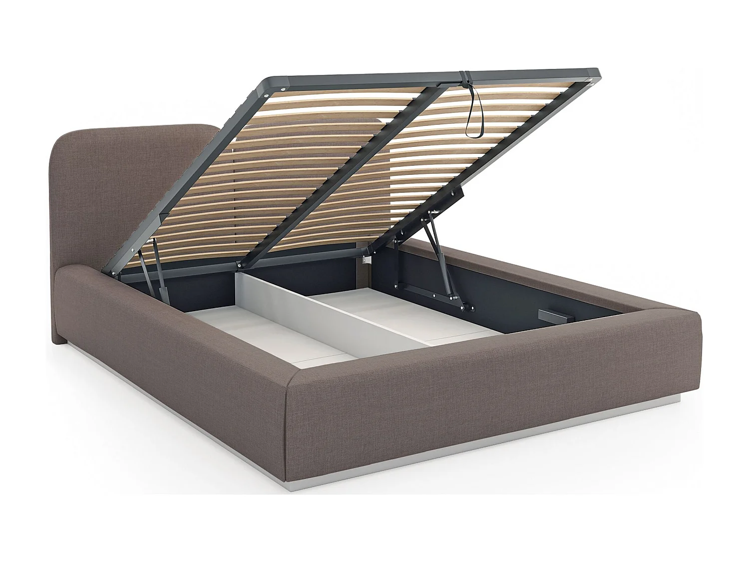 Lit tapissé avec coffre 140×200 - chenille - brun - COMOVES