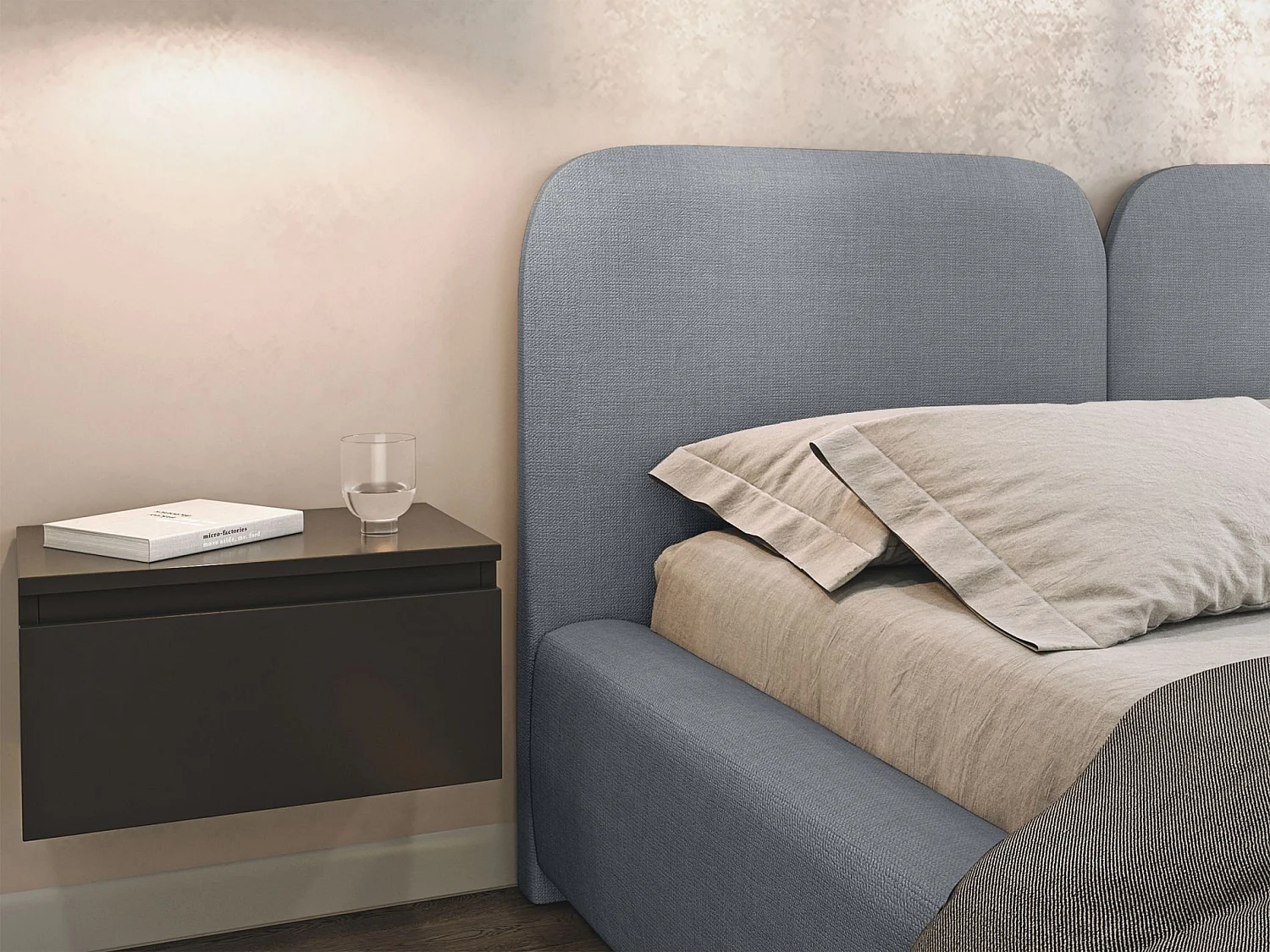 Polsterbett 160x200 mit Chenillebezug – Bettkasten und Lattenrost – Grau – COMOVES