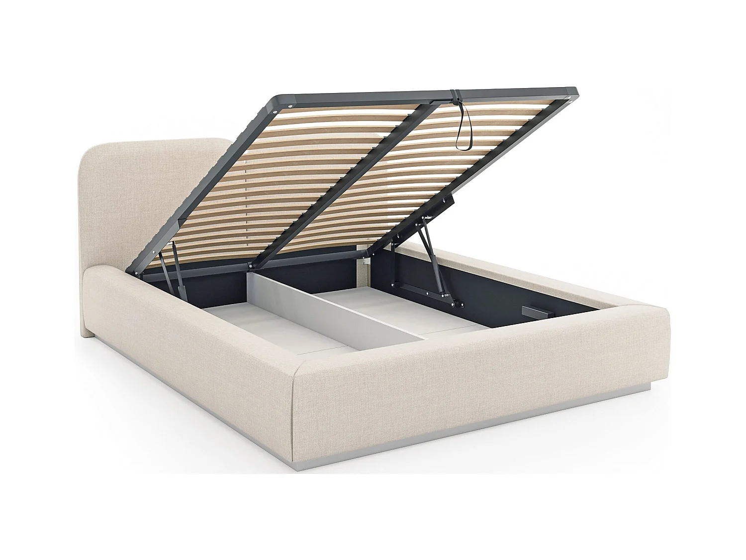 Polsterbett 160x200 mit Chenillebezug – LED, Bettkasten und Lattenrost – Creme – COMOVES