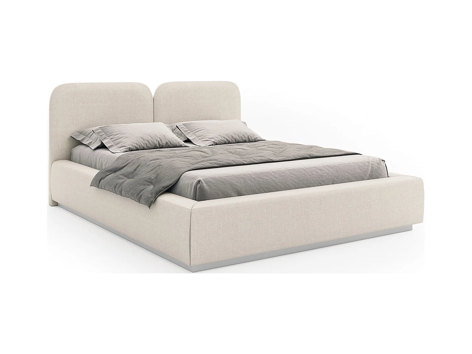 Polsterbett 160x200 mit Chenillebezug – LED, Bettkasten und Lattenrost – Creme – COMOVES