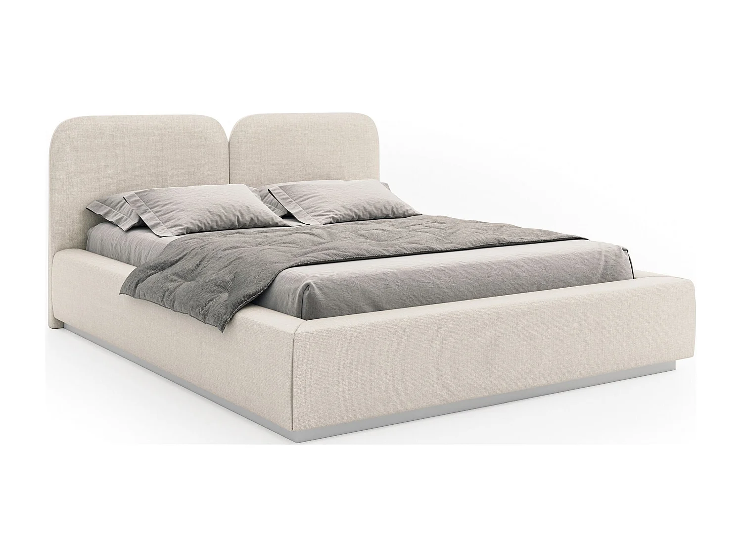 Lit tapissé avec coffre et LED 160×200 - chenille - crème - COMOVES