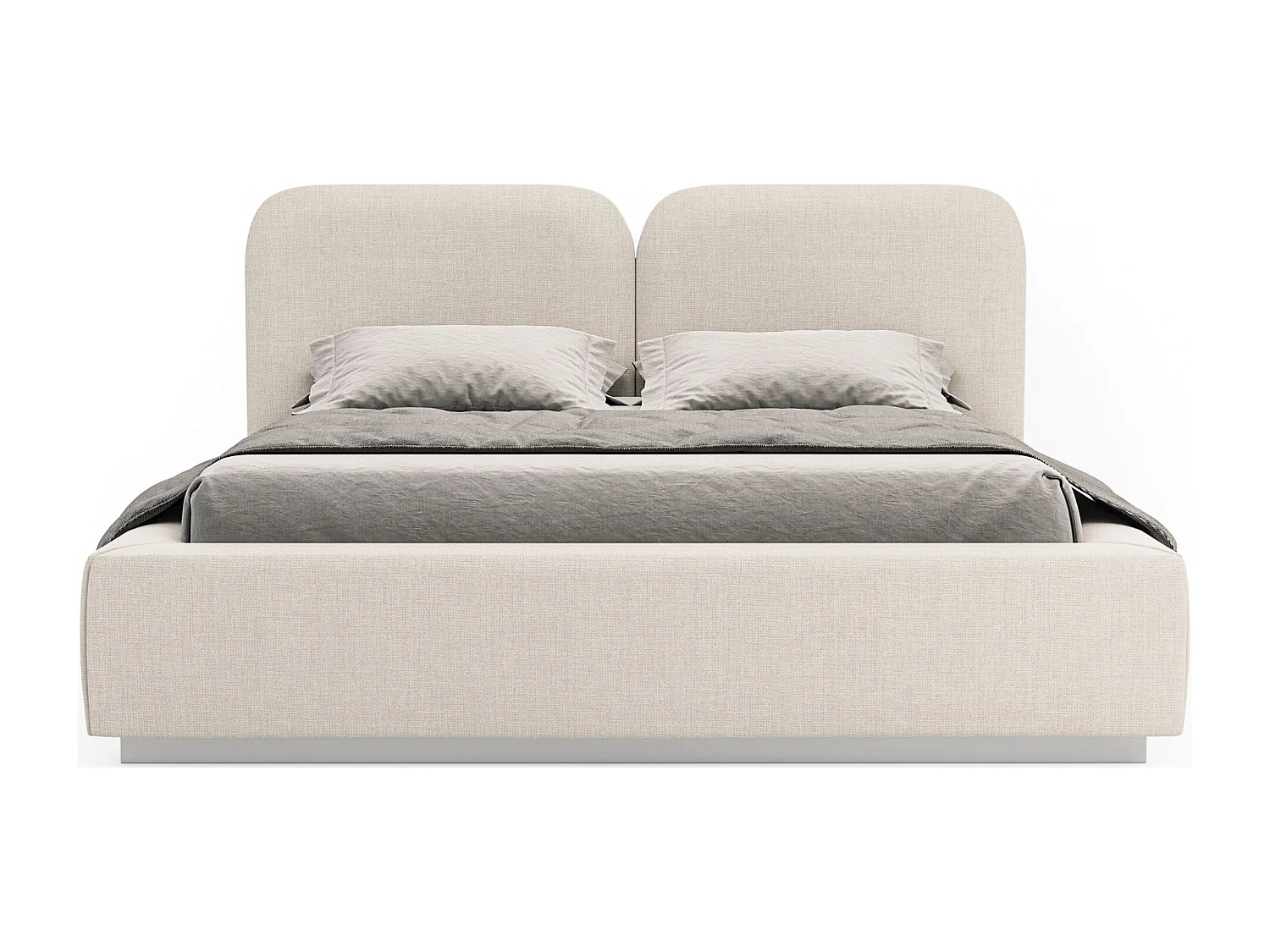 Lit tapissé avec coffre et LED 160×200 - chenille - crème - COMOVES