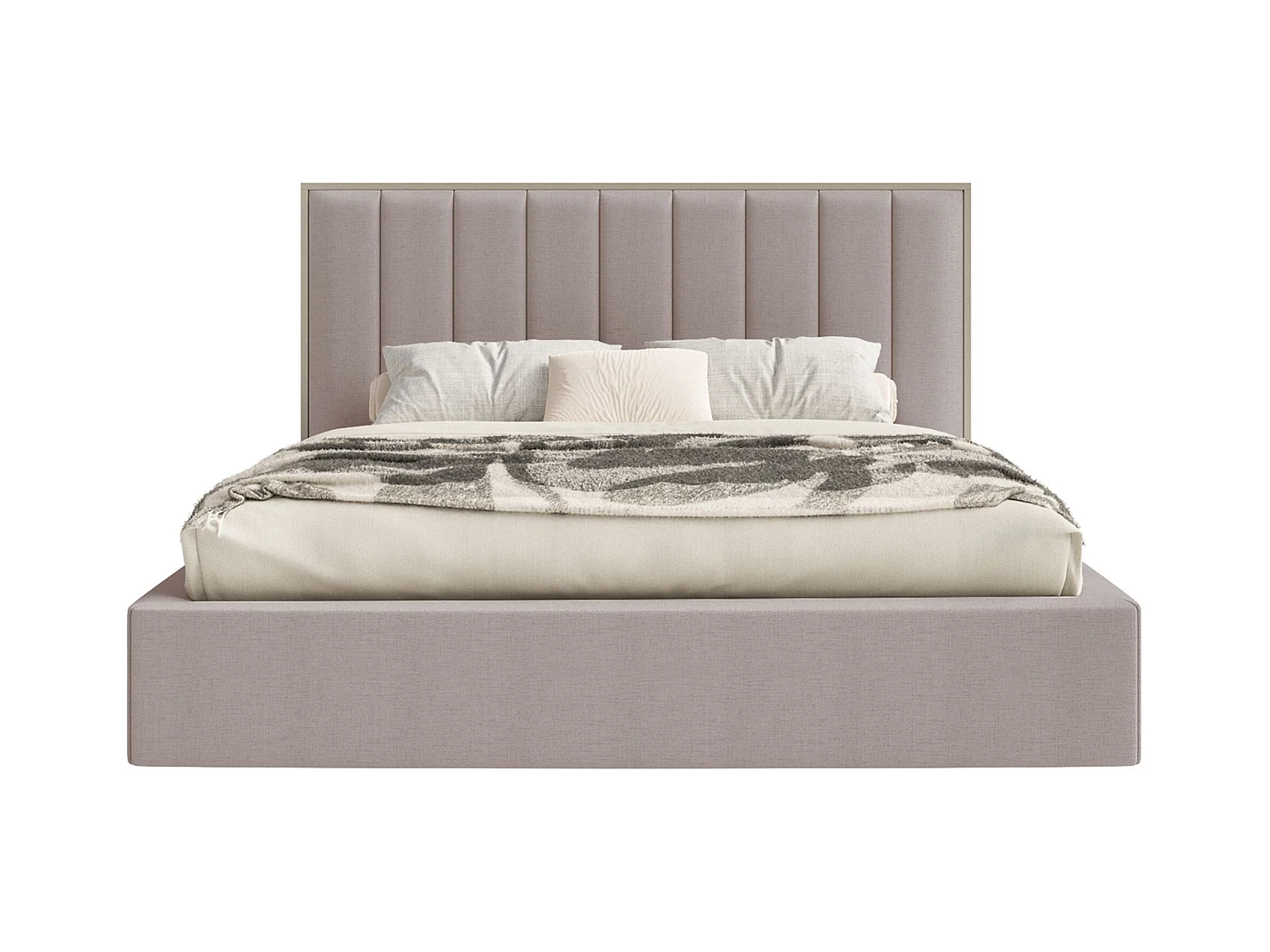 Lit tapissé avec coffre 140×200 - chenille - brun - TOGENTS