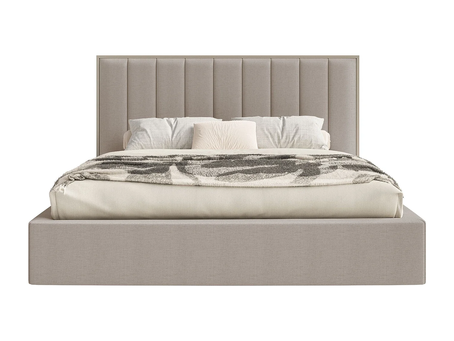 Lit tapissé avec coffre 140×200 - chenille - brun - TOGENTS