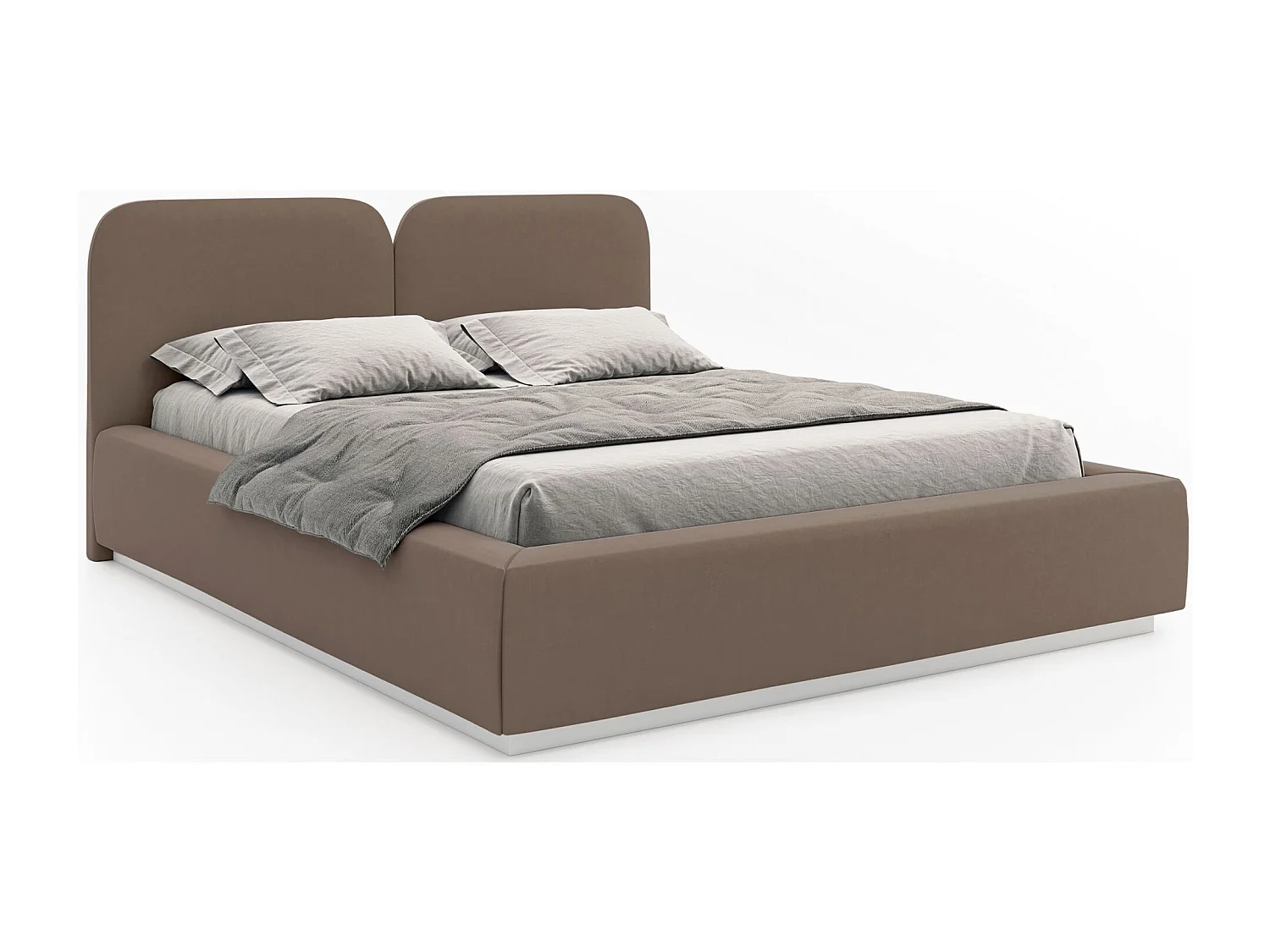 Lit tapissé avec coffre et LED 140×200 - velours - brun - COMOVES