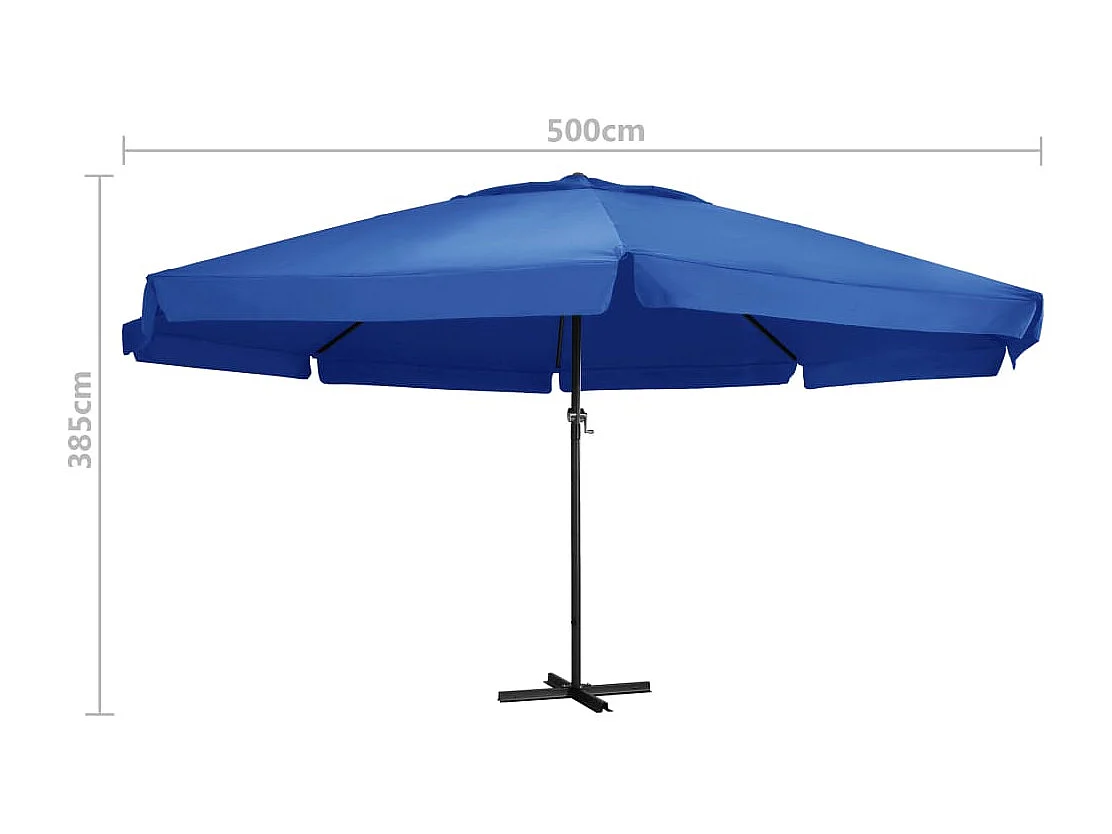 Parasol d'extérieur avec mât aluminium bleue 500 x 500 x 385 cm 02_0008234