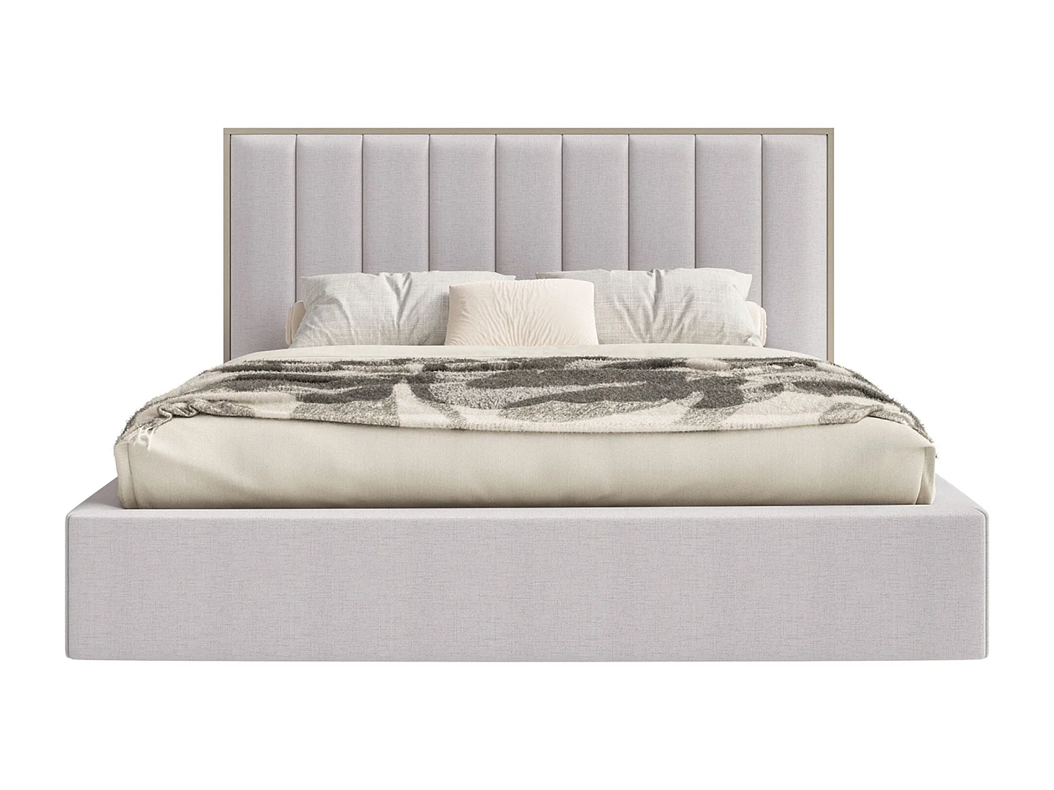 Gestoffeerd bed 160x200 - chenille en bedbox - grijs - TOGENTS