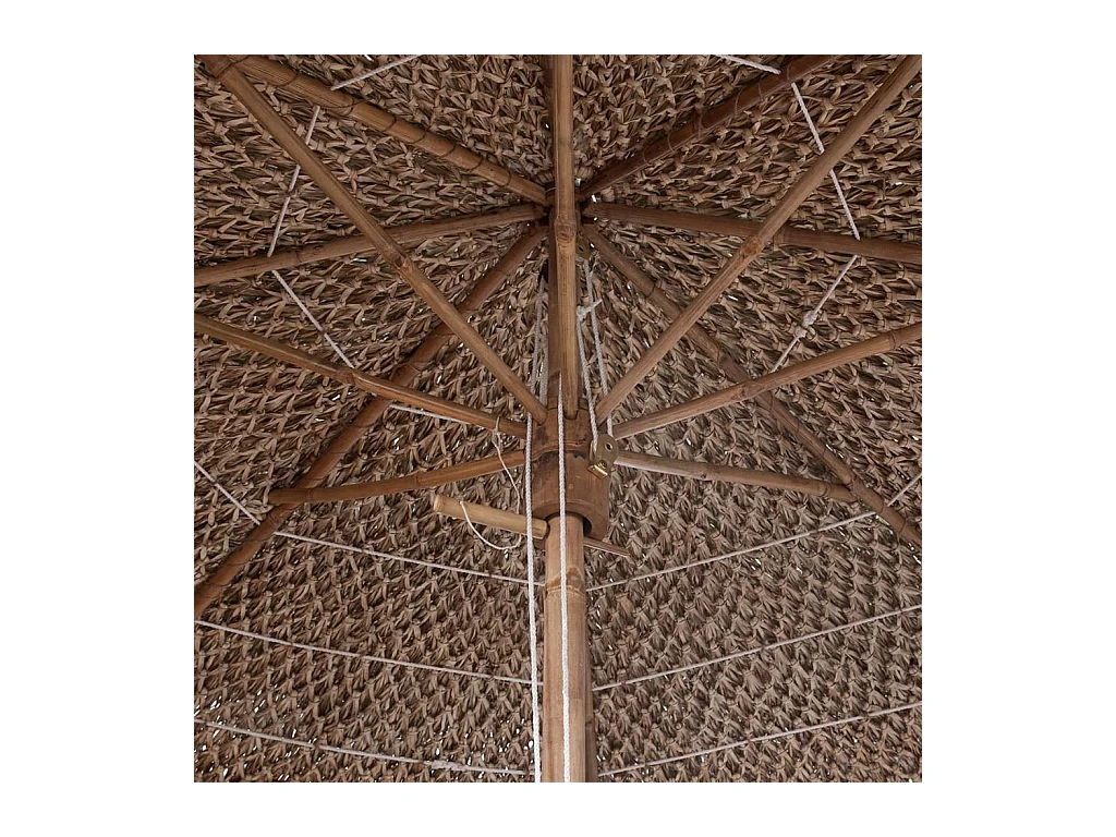 Sombrilla de bambú con techo de hojas de plátano 210 cm 02_0008581