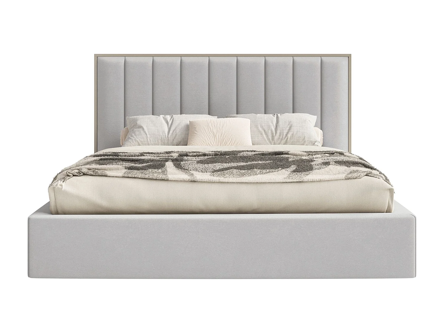 Gestoffeerd bed 180x200 - velours en bedbox - lichtgrijs - TOGENTS