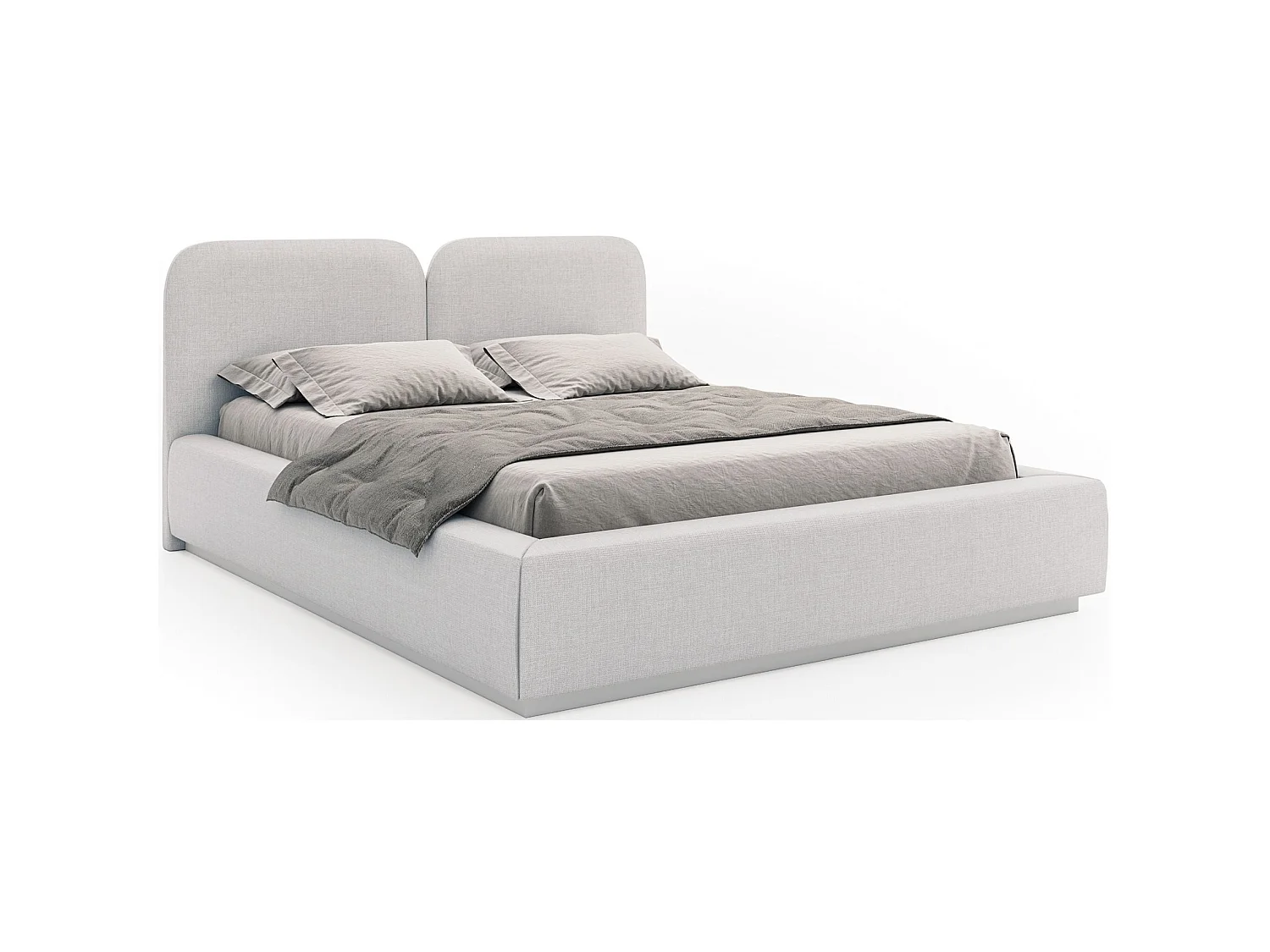 Lit tapissé avec coffre et LED 140×200 - chenille - gris clair - COMOVES