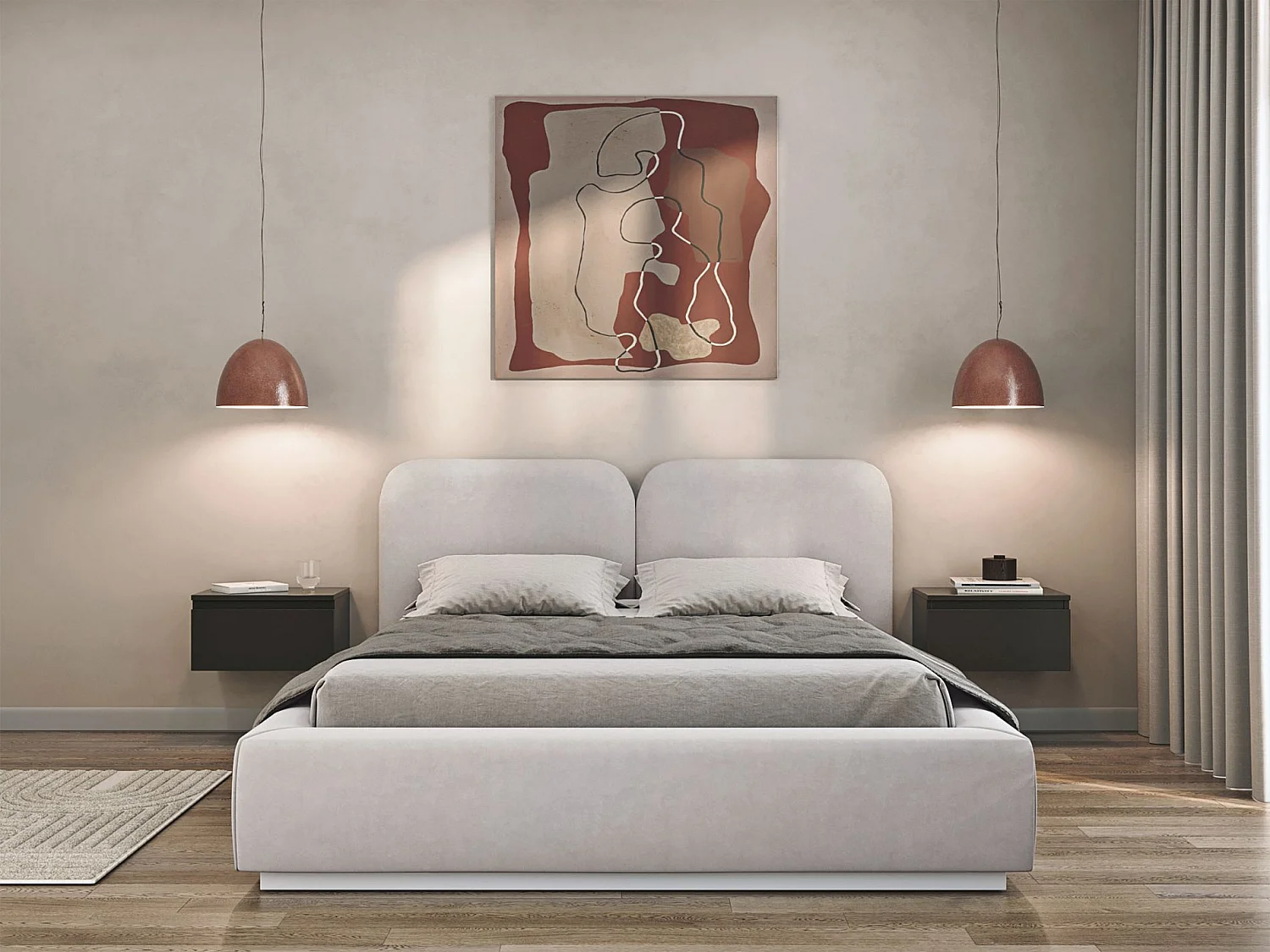 Lit tapissé avec coffre 180×200 - velours - gris-beige - COMOVES