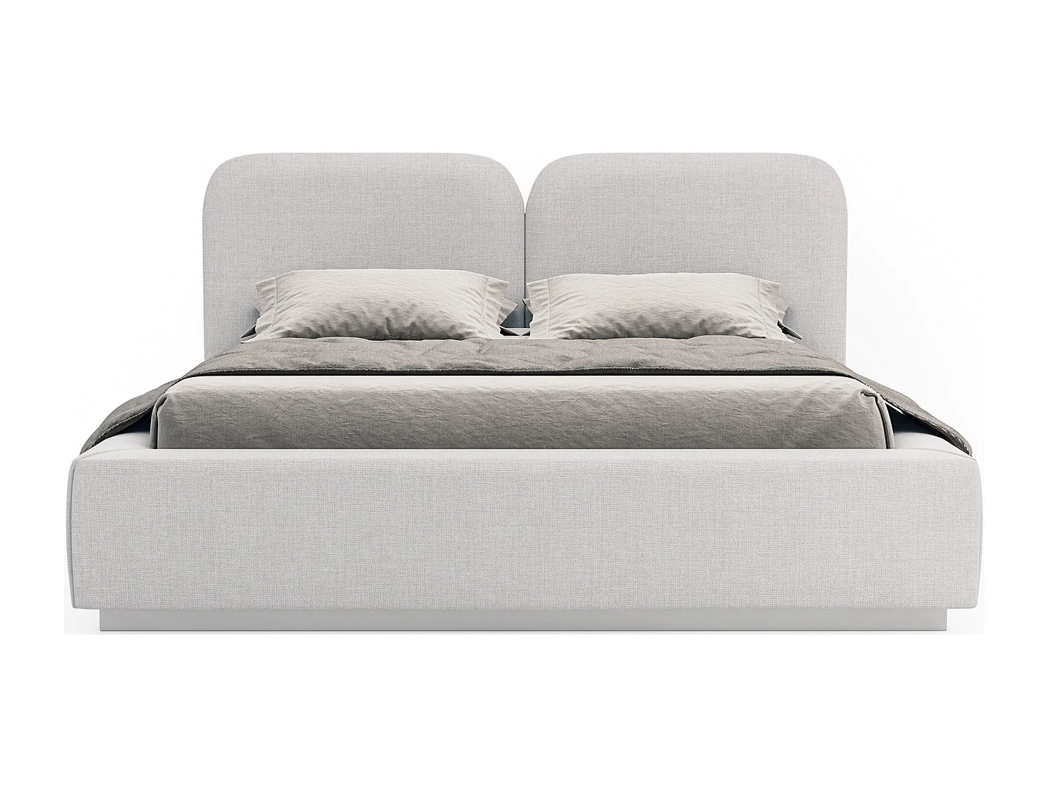 Lit tapissé avec coffre 140×200 - chenille - gris clair - COMOVES