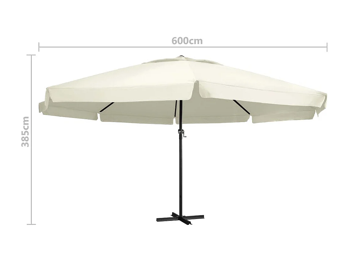 Parasol d'extérieur avec mât aluminium blanche 600 x 600 x 385 cm 02_0008236
