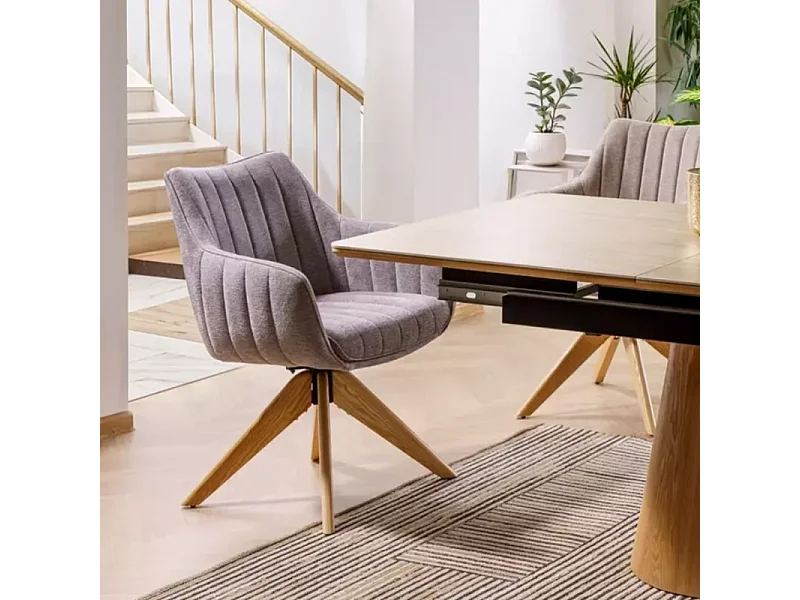 Chaise pivotante en tissu gris confortable et structure en bois SWOP 2