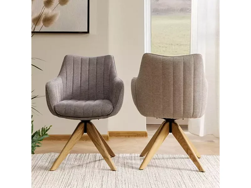 Chaise pivotante en tissu gris confortable et structure en bois SWOP 2