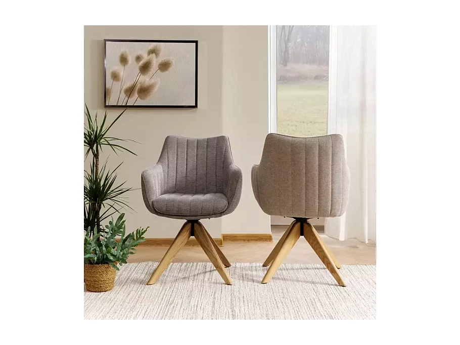 Chaise pivotante en tissu beige confortable et structure en bois SWOP 2