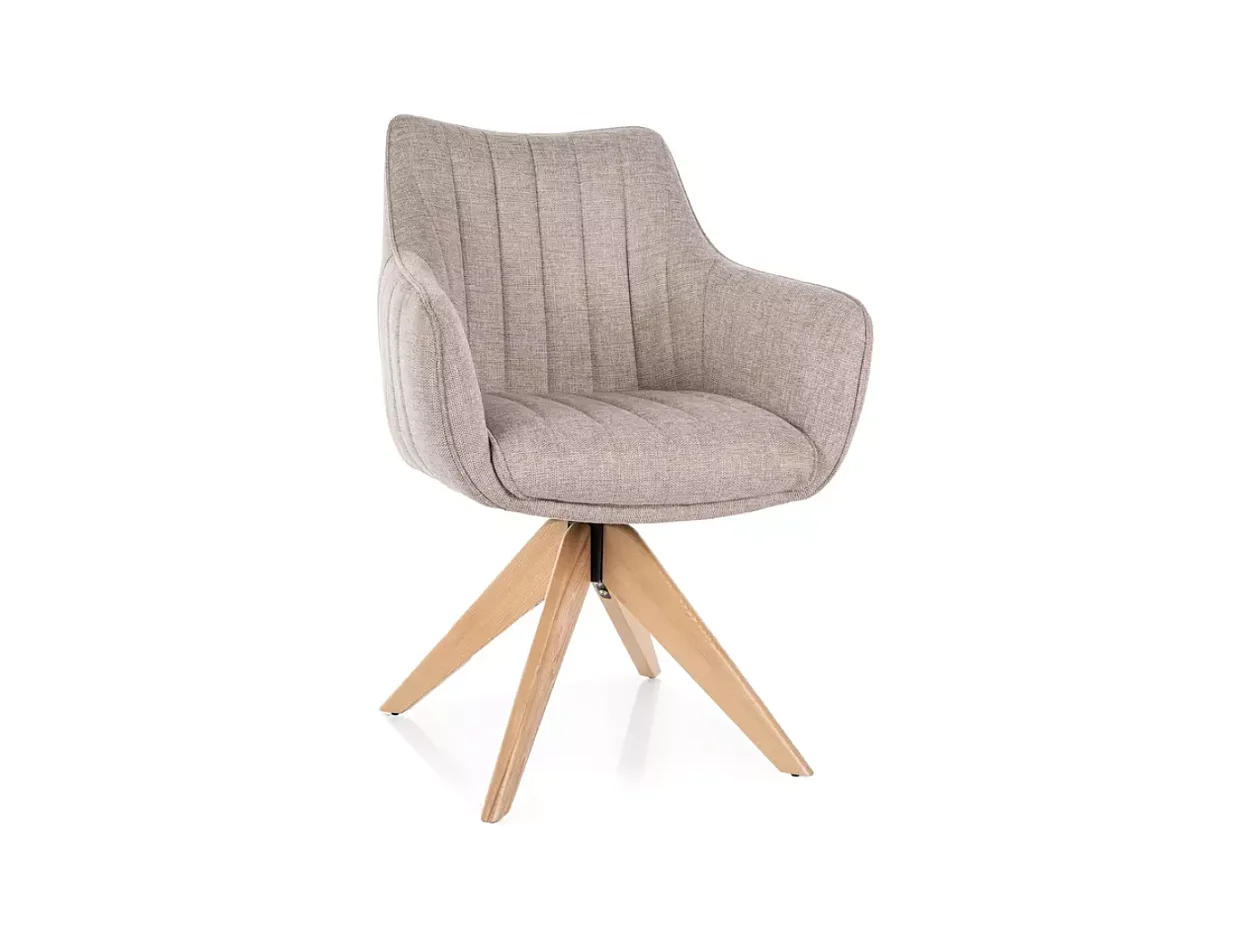Chaise pivotante en tissu beige confortable et structure en bois SWOP 2