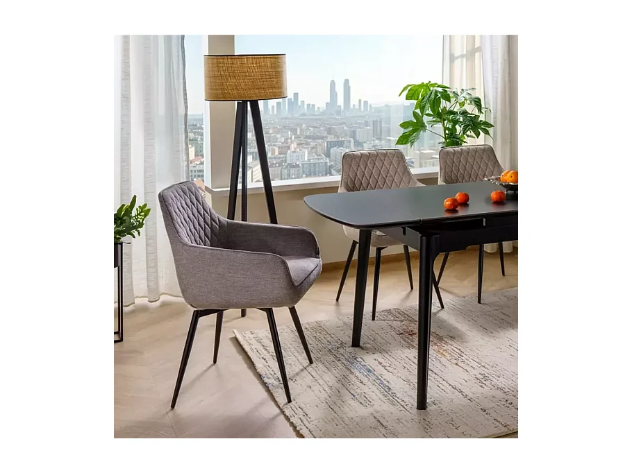 Chaise pivotante avec retour automatique beige, ressorts ensachés LOTINDA