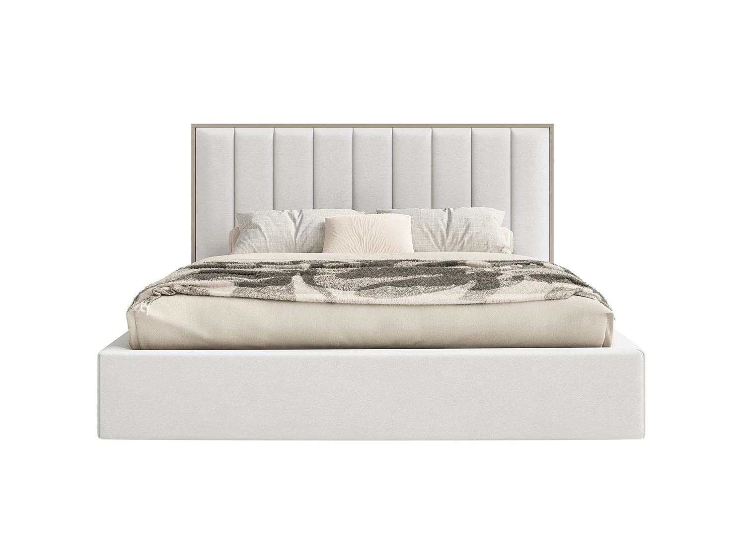 Gestoffeerd bed 140x200 - velours - wit - TOGENTS