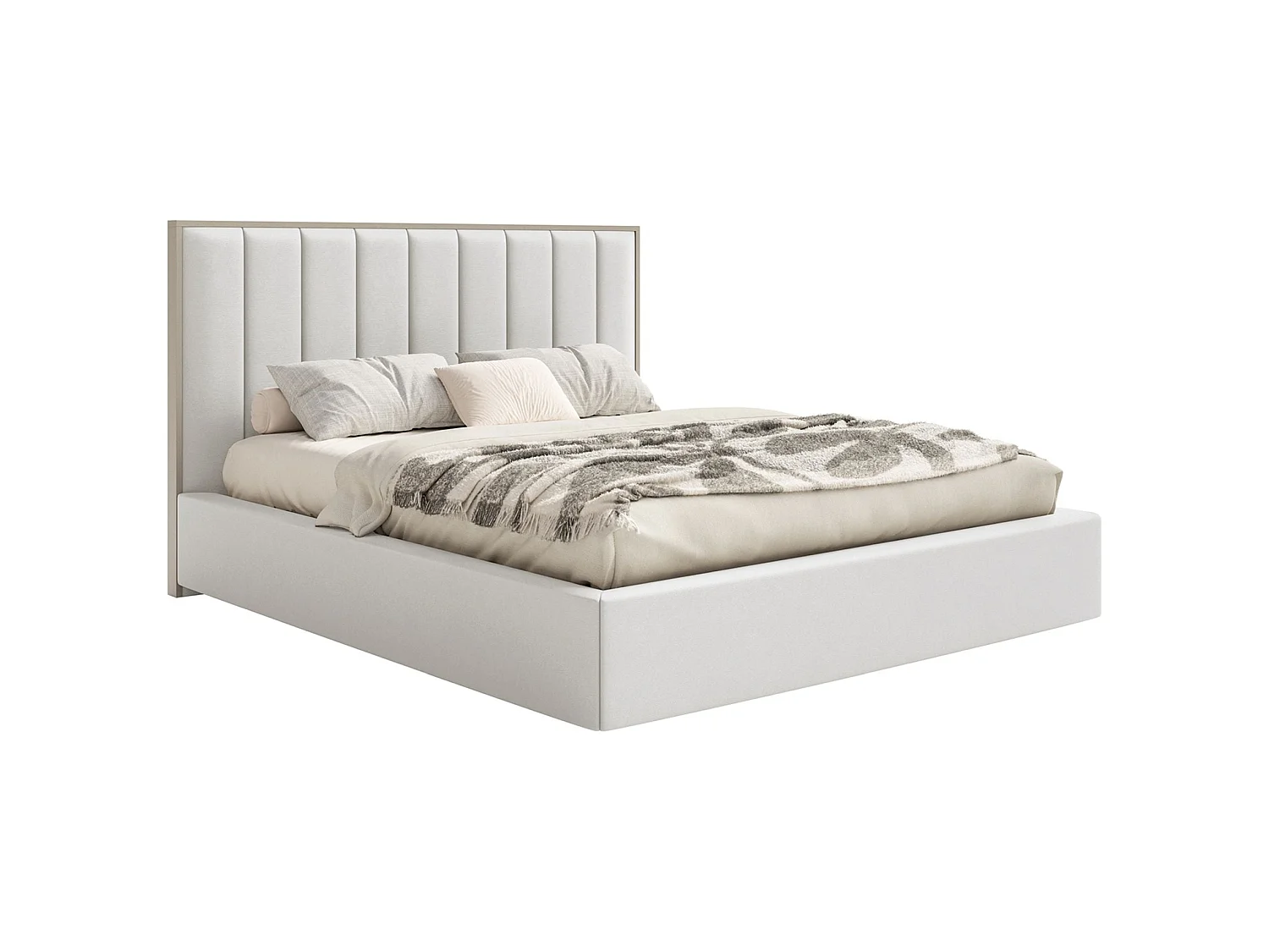 Gestoffeerd bed 140x200 - velours - wit - TOGENTS