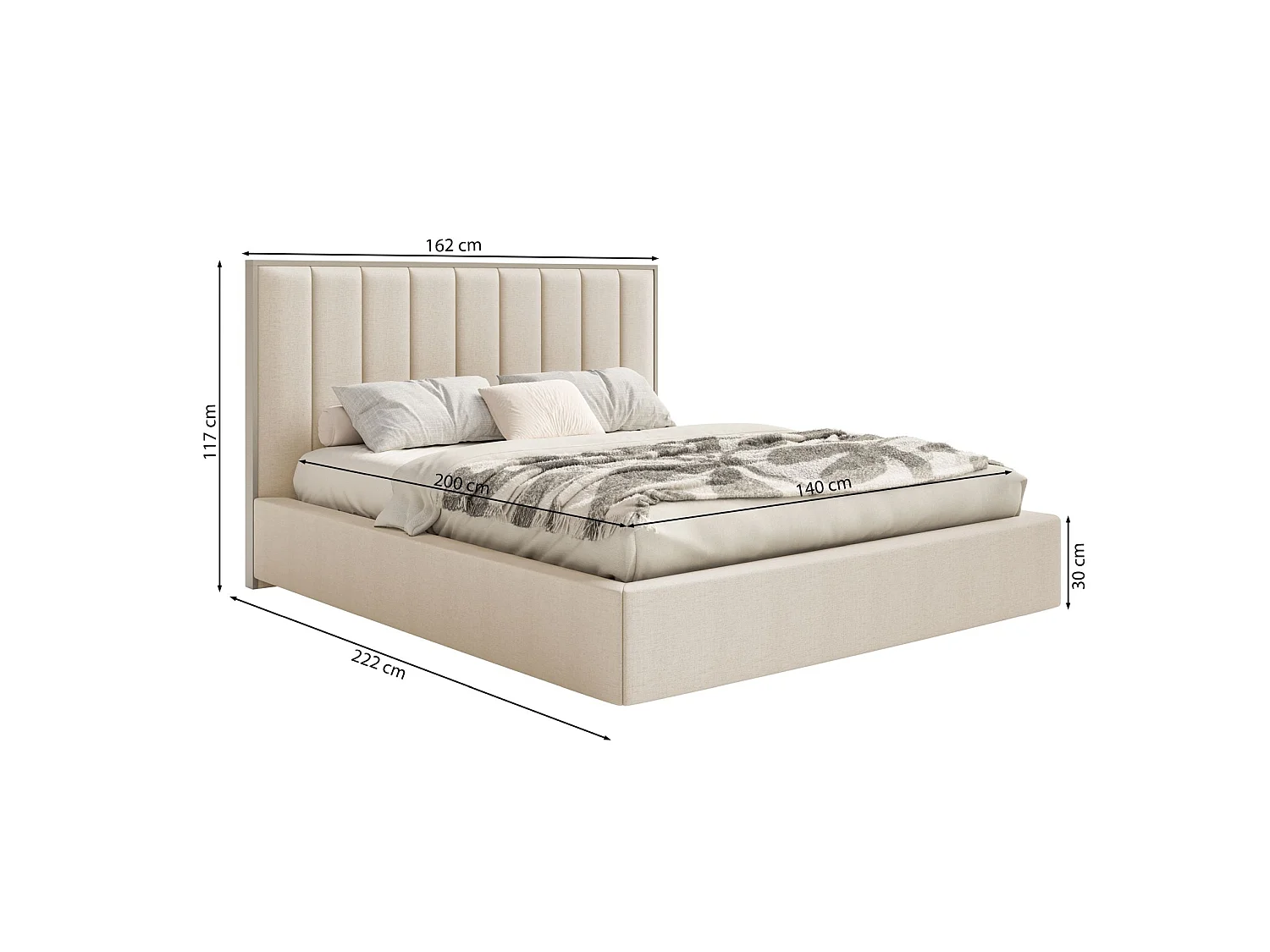 Gestoffeerd bed 140x200 - velours - bruin - TOGENTS