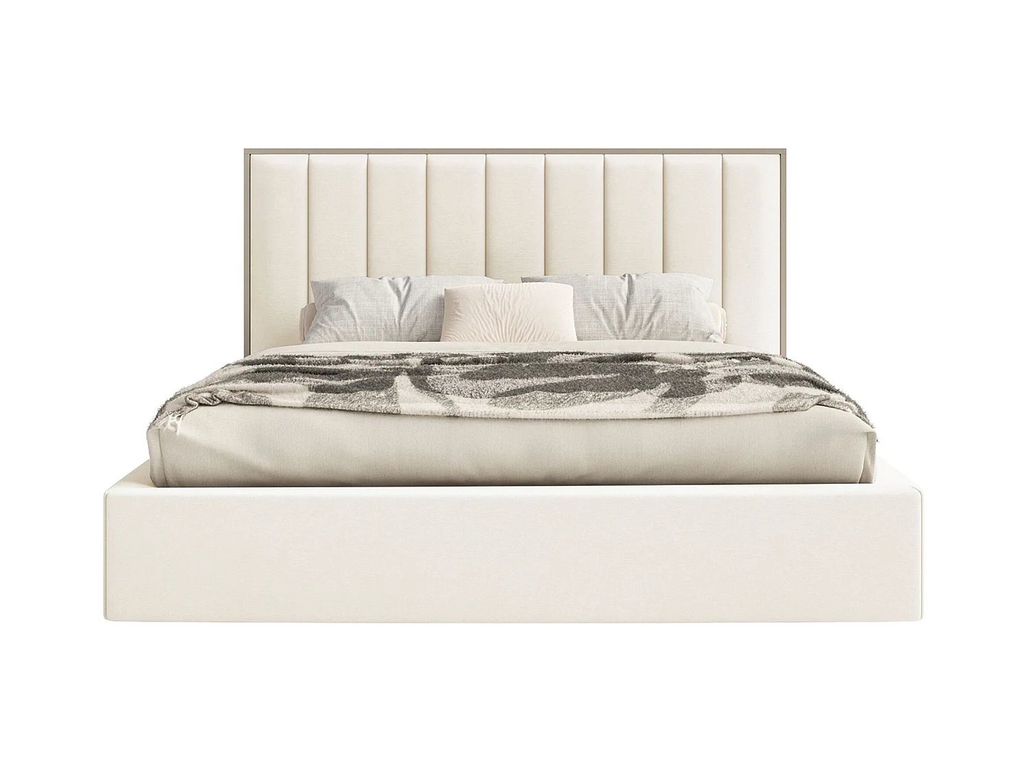 Lit tapissé 160×200 - velours - crème - TOGENTS