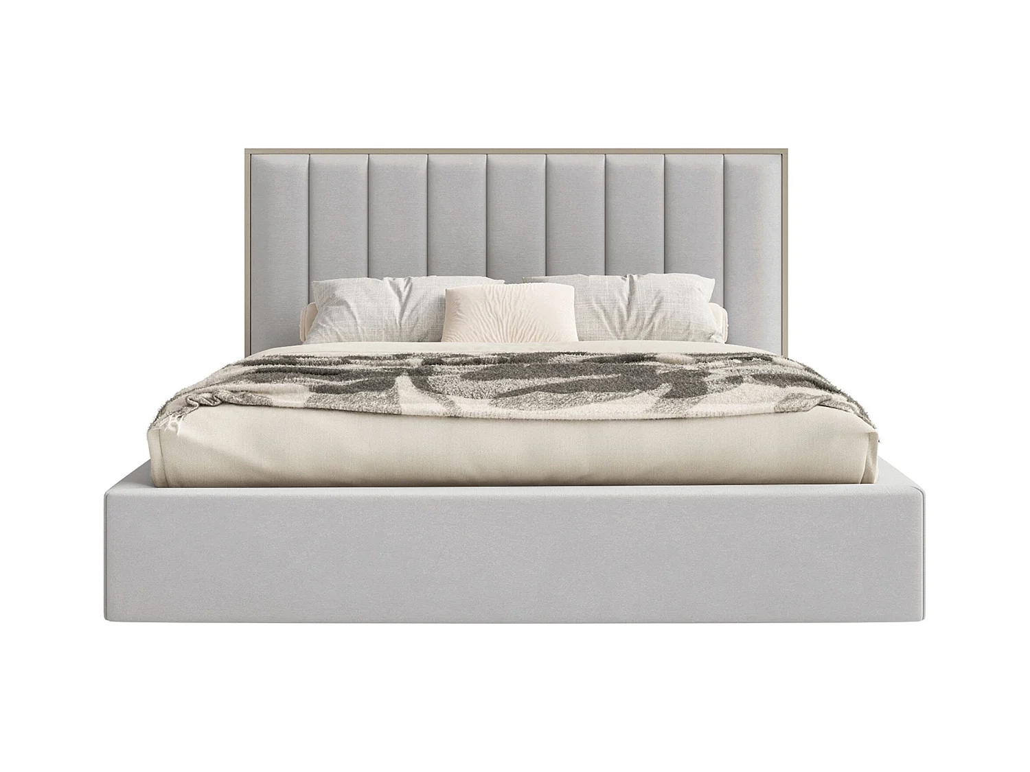 Polsterbett 180x200 mit Veloursbezug – Hellgrau – TOGENTS