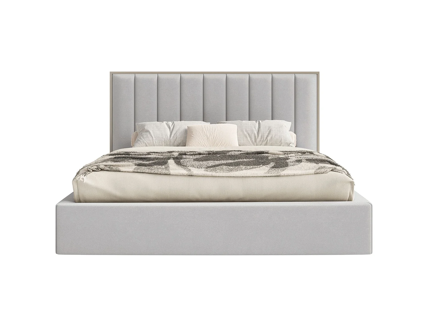 Lit tapissé 140×200 - velours - gris clair- TOGENTS