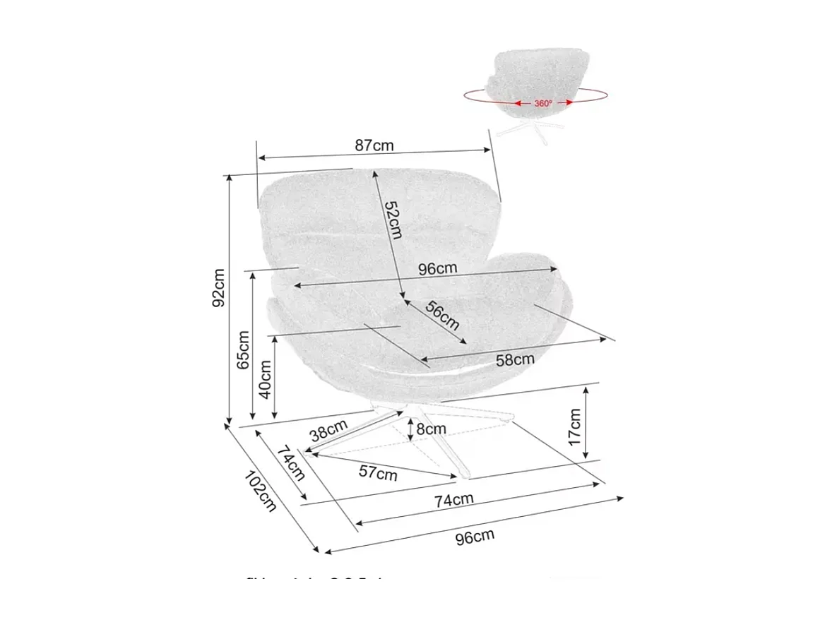Fauteuil MAUD cocoon pivotant beige en tissu avec pieds en métal noir mat