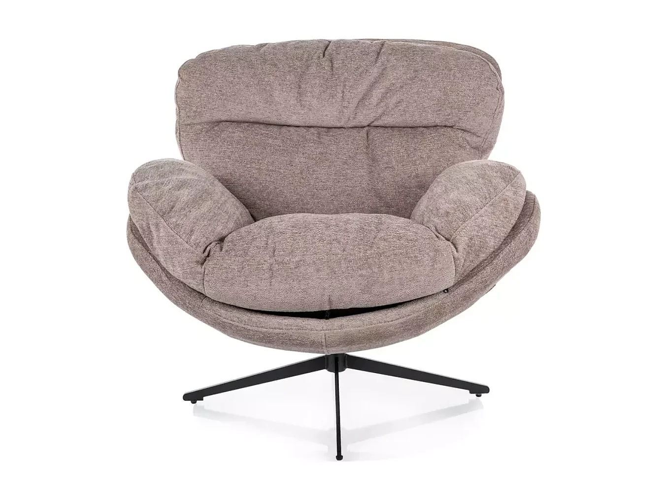 Fauteuil MAUD cocoon pivotant beige en tissu avec pieds en métal noir mat
