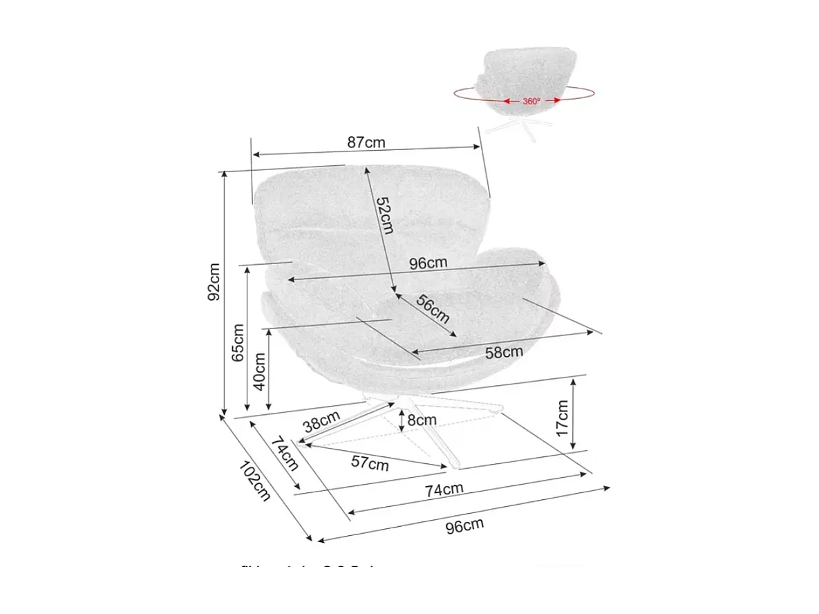 Fauteuil MAUD cocoon pivotant beige en tissu avec pieds en métal noir mat