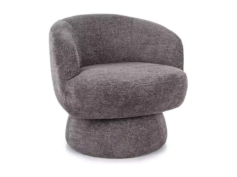 Fauteuil MIRA en tissu gris au look moderne et pivotant à 360°