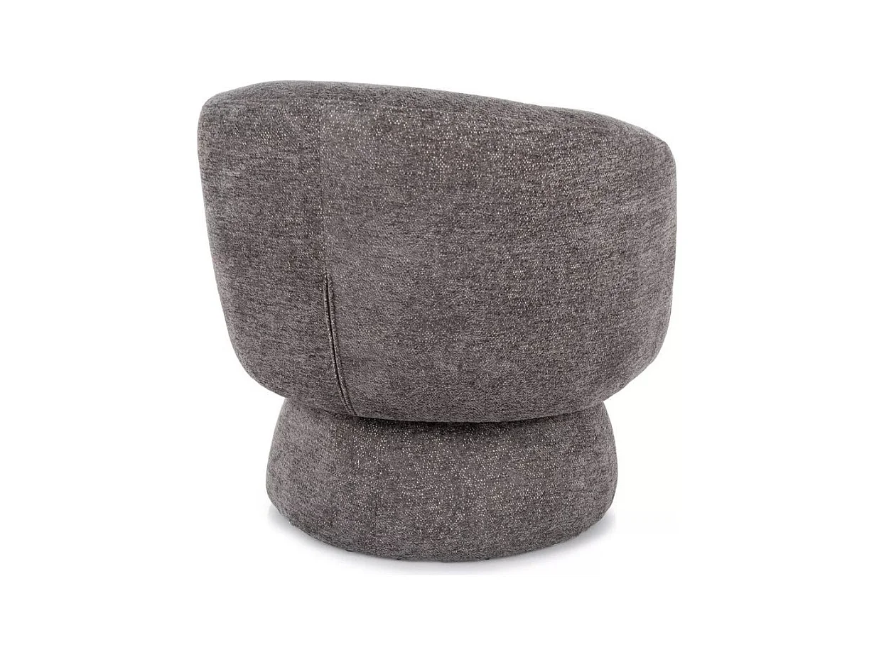 Fauteuil MIRA en tissu gris au look moderne et pivotant à 360°