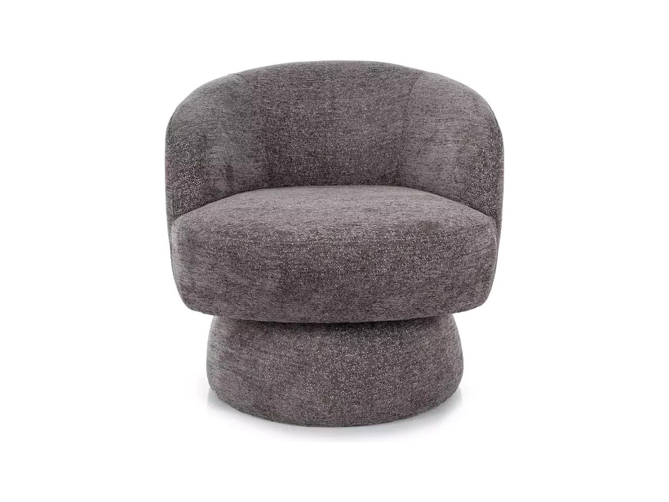 Fauteuil MIRA en tissu gris au look moderne et pivotant à 360°