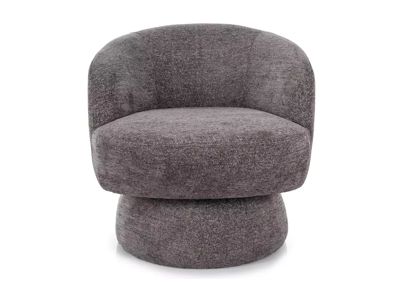 Fauteuil MIRA en tissu gris au look moderne et pivotant à 360°