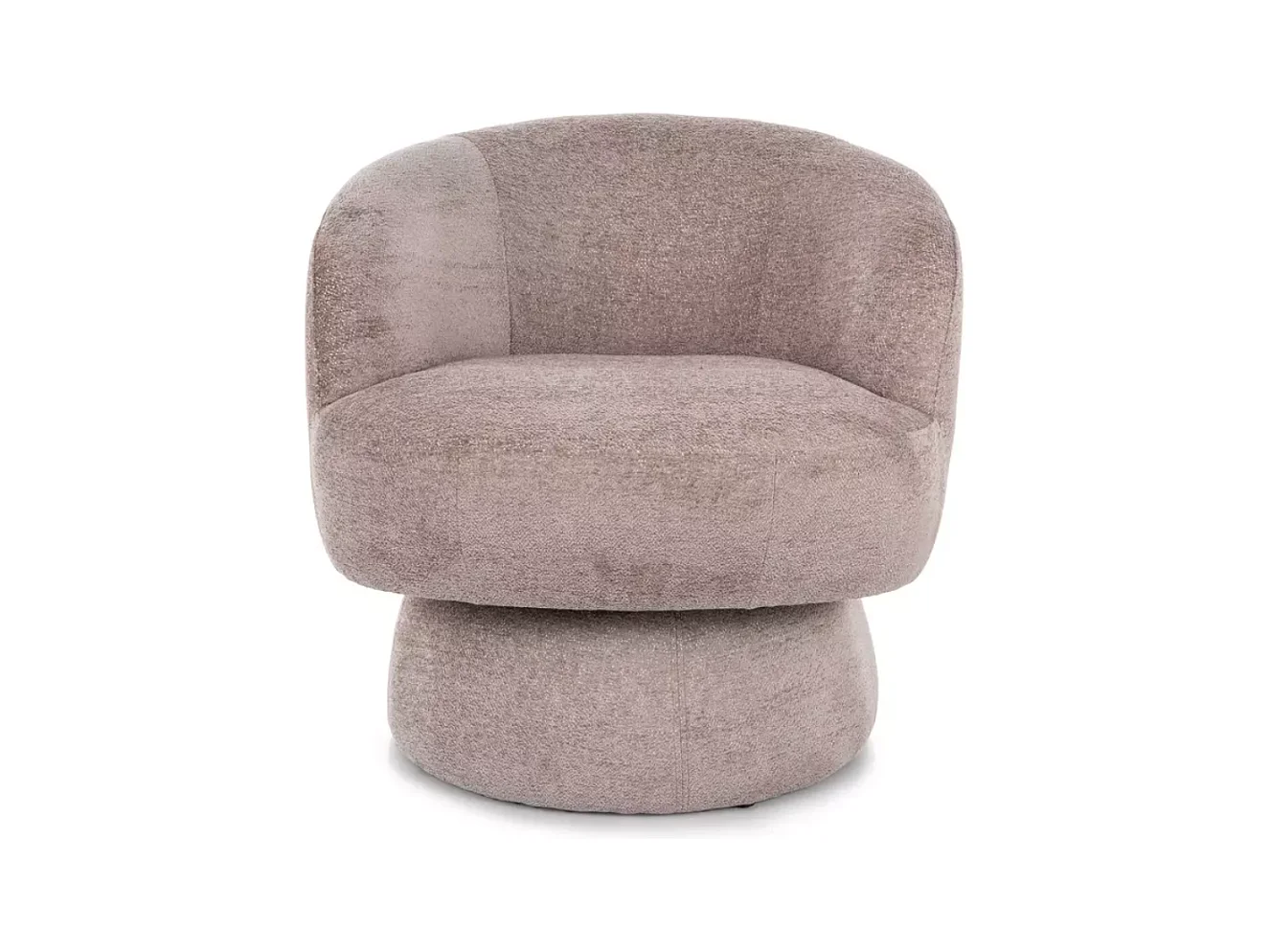 Fauteuil en tissu beige pivotant à 360° avec dossier arrondi MIRA