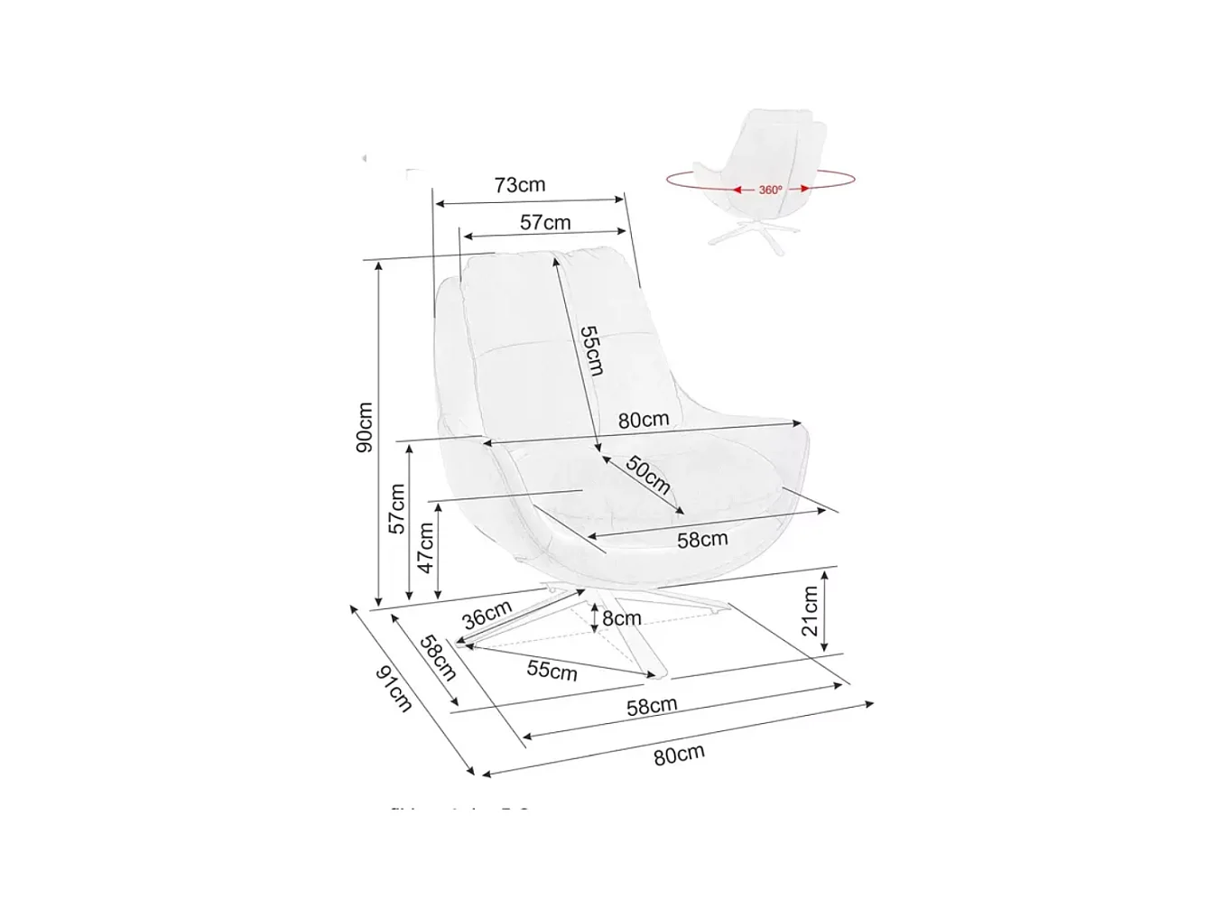 Fauteuil pivotant 360° velours curry design lounge coussin XL pied métal noir CALA