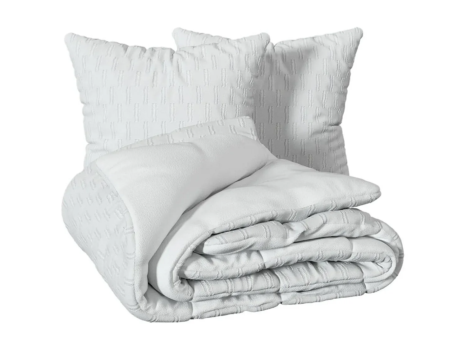 Parure de Lit Jacquard 3 Pièces "Edie" 260x240cm Blanc