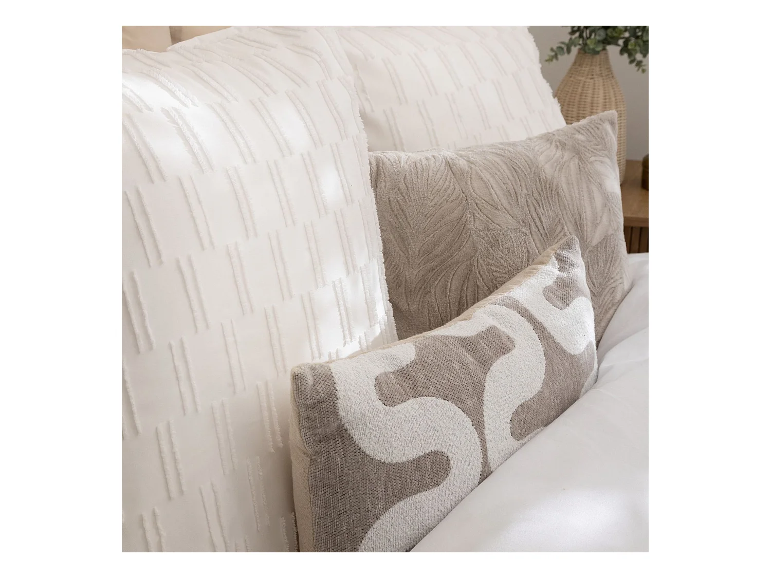 Parure de Lit Jacquard 3 Pièces "Edie" 240x220cm Blanc