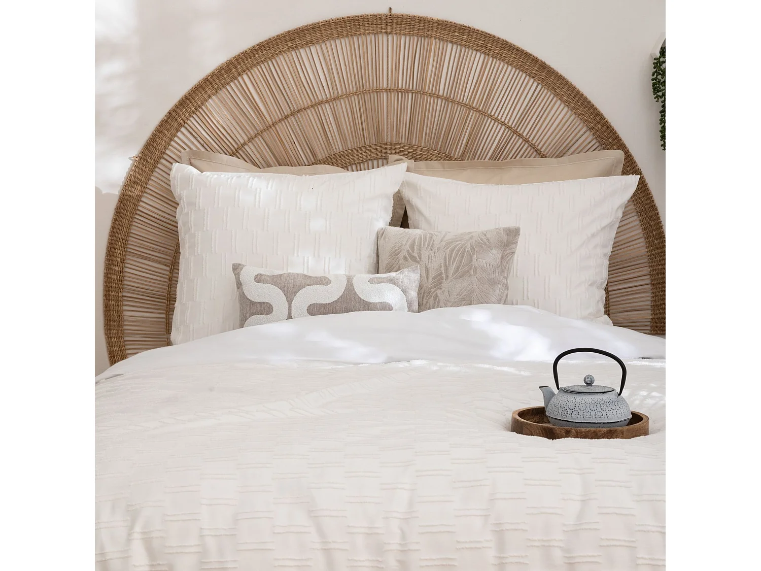 Parure de Lit Jacquard 3 Pièces "Edie" 240x220cm Blanc