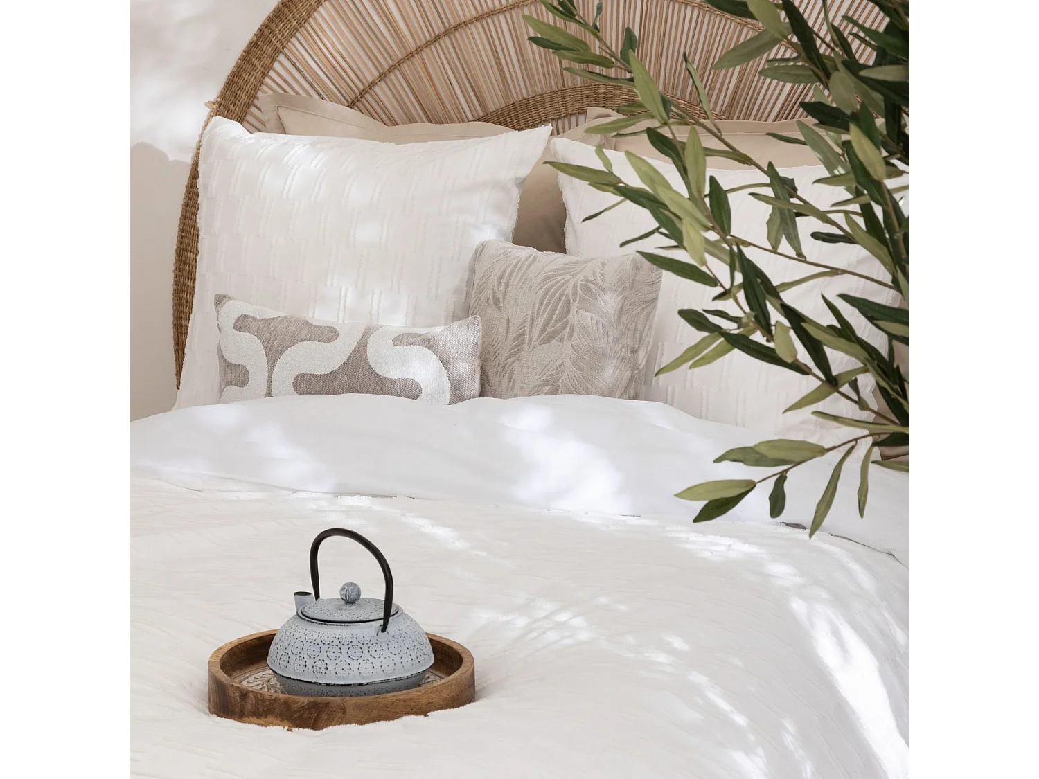 Parure de Lit Jacquard 3 Pièces "Edie" 240x220cm Blanc