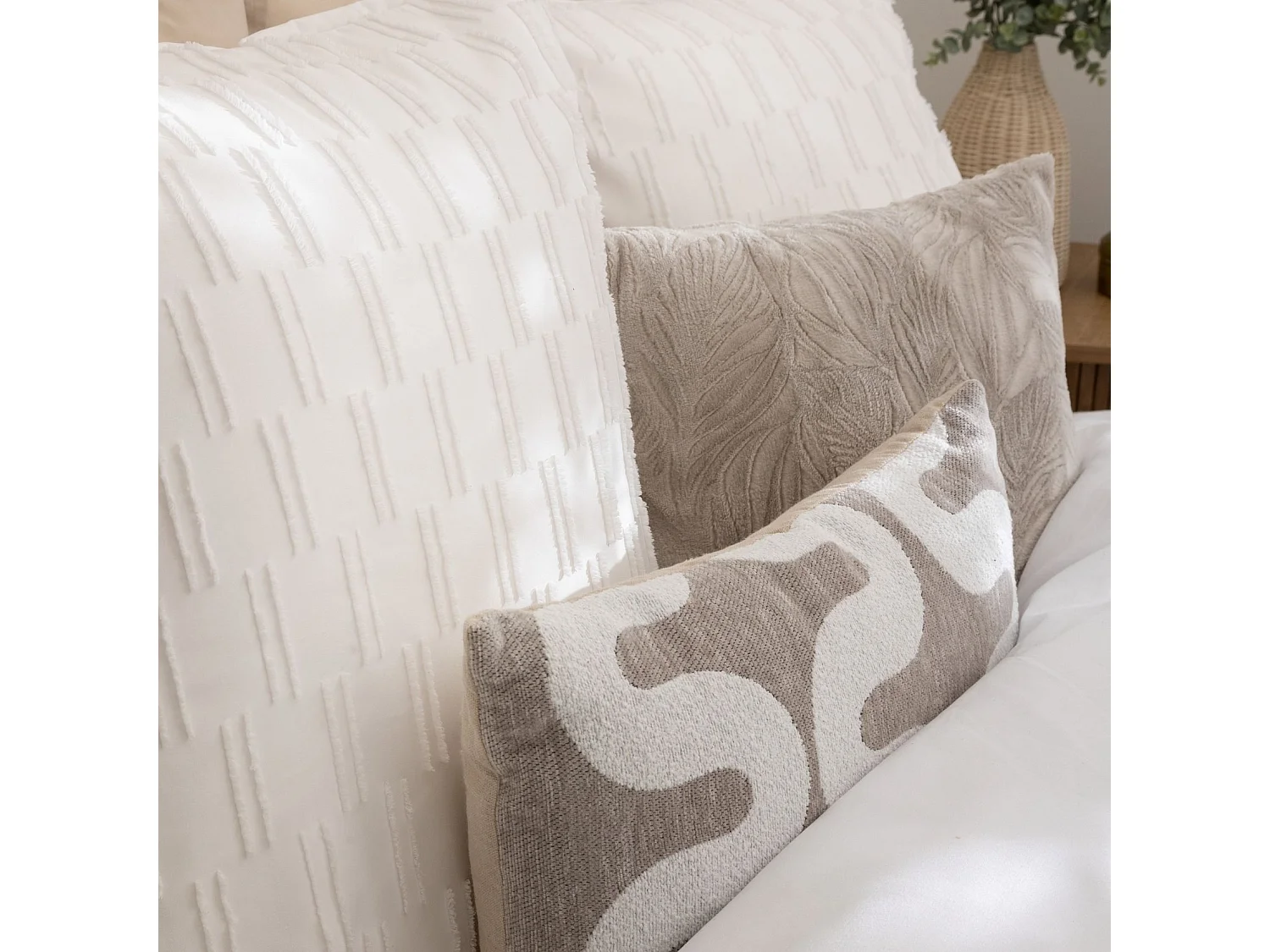 Parure de Lit Jacquard 3 Pièces "Edie" 240x220cm Blanc