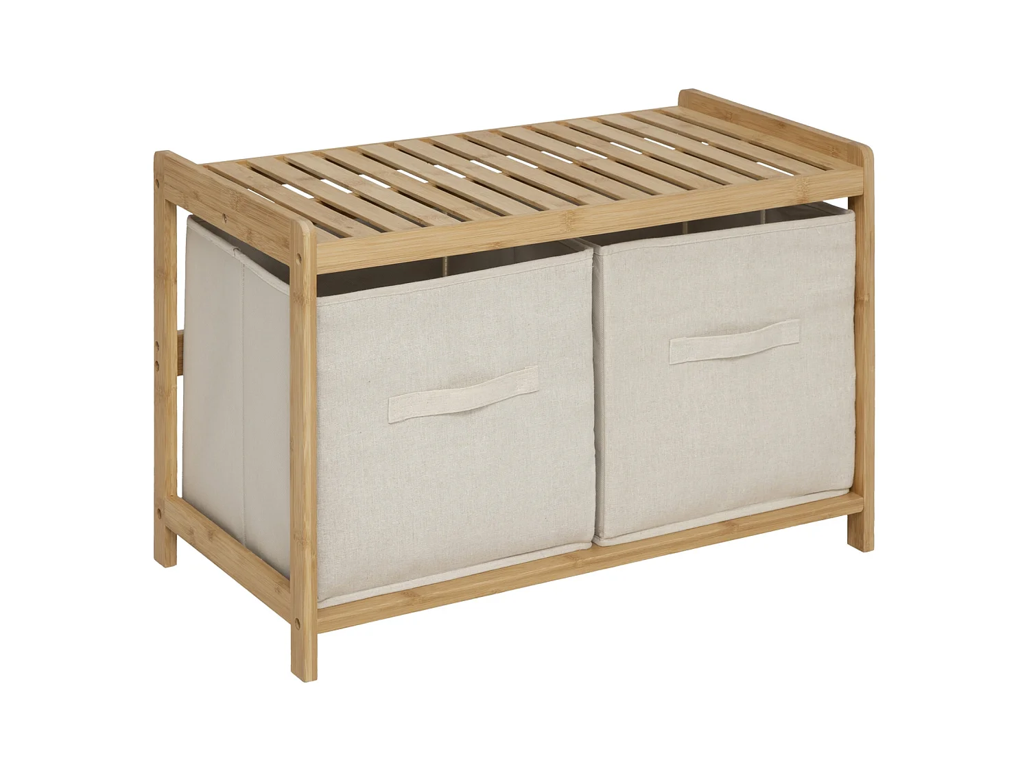 Banc 2 Paniers de Rangements en Bambou "Tidy" 66cm Naturel