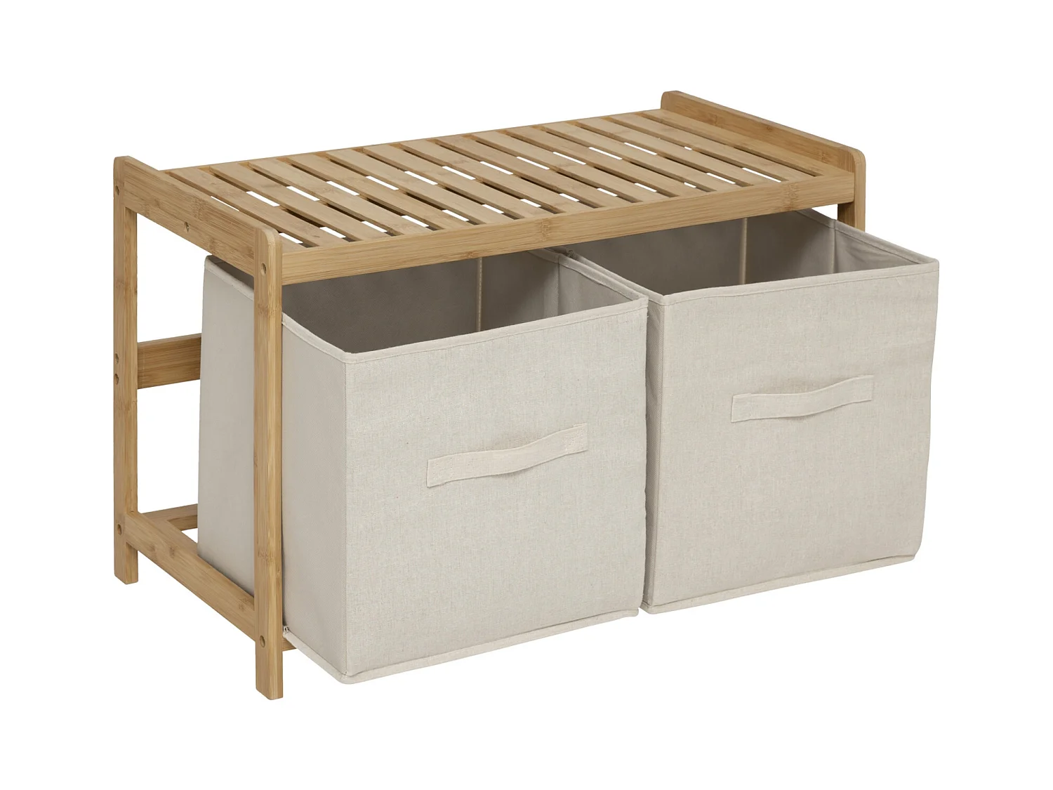 Banc 2 Paniers de Rangements en Bambou "Tidy" 66cm Naturel